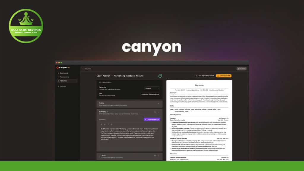 canyon - apply track and prepare for jobs