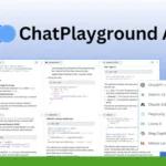 Screenshot of ChatPlayground AI interface displaying various AI chatbots and model options on the right, while code explanations are shown on the left. The options include ChatGPT-4o, Gemni 1.5 Pro, Claude 3.5 Sonnet, and more.