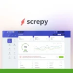 Screenshot of Screpy dashboard displaying various website analytics, including scores for website health, performance, and numerous graphs and metrics on a desktop interface. Discover AI Powered Insights in our 2024 Screpy Review for enhanced SEO strategies and optimal web performance.
