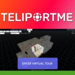 A 3D model of a building interior is displayed on a screen, with the "TeliportMe" logo above and a button labeled "ENTER VIRTUAL TOUR" below. This virtual tour software can transform your business by providing immersive experiences for clients.