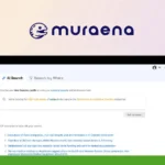 A computer screen displays the Muraena website with search options for AI Search and filters, showcasing a "Muraena Review" badge in the top left corner.