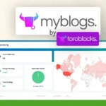 A screenshot of the MyBlogs platform by Toroblocks showcasing live monitoring statistics, including total defenders, image findings, text findings, and a world map highlighting detection regions. Don't miss the Exclusive Lifetime Deal for unparalleled access to these powerful features!