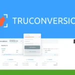 Screenshot of the TruConversion website dashboard displaying various analytics and account settings. The interface shows options for adding new websites, viewing statistics, and utilizing advanced features like heatmaps for detailed insights.