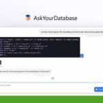 Screenshot of a chat interface on a website named "AskYourDatabase," displaying an SQL query to list the most popular films by rental count and total revenue, generated by their SQL AI Chatbot. Upper left shows a logo with text “SaaS Guru Reviews.”