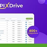 Screenshot of the APIXDrive interface showing a list of active connections and integrations. The interface includes options to filter and create new connections, revolutionizing workflow management. A label indicates 400+ available Apix-Drive integrations as we step into 2024.