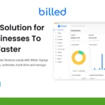 Promotional image for Billed, an easy invoicing solution perfect for small businesses, showcasing a sleek dashboard screenshot and a "Get Started For Free" button. Discover the benefits of the Billed lifetime deal today.