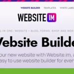 Create stunning sites with Website.im, the easy-to-use website builder accessible to everyone. The homepage features a green logo in the top left corner, inviting you to start your new website journey today.