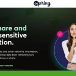 A woman holding a phone gestures for silence on InPrivy, a platform dedicated to the secure sharing of sensitive information confidentially.