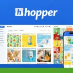 A digital screen showcases Hopper HQ 2024's interface with planner, Instagram Scheduling, and social media features, alongside a smartphone displaying a similar view to enhance LinkedIn Scheduling.