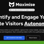 Promotional image for MaximiseAI software showcases its autonomous capability to identify and engage website visitors. Options for "Get Started for Free" and "Watch Demo" are prominently displayed, with an exclusive lifetime deal enticing users to unlock full potential.