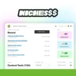 Explore the "NICHE$$$" webpage, showcasing recent projects infused with creativity. The platform features dynamic colored labels categorizing content ideas and business innovations, all powered by Nichesss AI. Engagement metrics provide valuable insights for writing success and business strategy.
