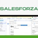A computer screen displays an email with the subject line "Salesforza" and an upward-pointing arrow in the background, symbolizing a boost in sales. The SAS Guru Reviews logo is on the top left.