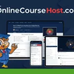 An illustration showcases an owl in graduation attire beside digital devices featuring online course content, highlighted with the text "OnlineCourseHost.com," your premier online course platform.