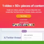 Promotional graphic for Alphana highlighting content creation with the AI Content Manager, featuring a "Try it free" button and user endorsement photos.