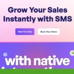 Discover Instasent SMS, your key to "Grow Your Sales Instantly with SMS." Dive into high-impact campaigns on our vibrant pink and purple gradient page. Choose to "Start For Free" or "Book Your Demo" today!