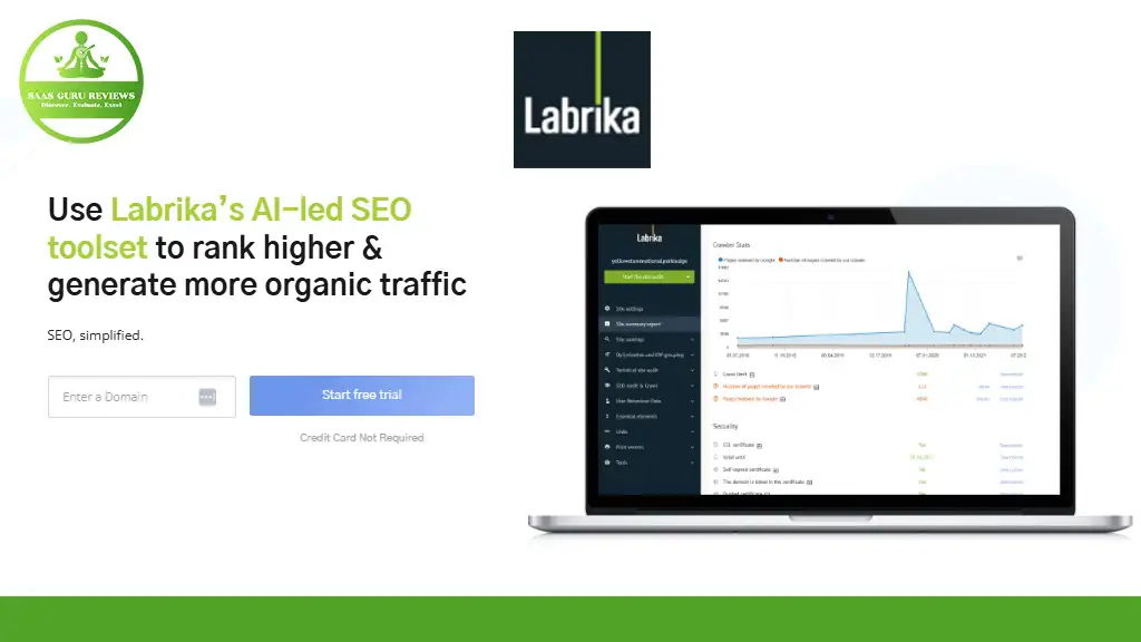 Discover the power of Labrika’s AI-led SEO toolset with our limited-time lifetime deals. Featuring a laptop displaying analytics, you can easily enter your domain and start a free trial. Optimize your website with ultimate SEO auditing and take the first step towards boosting your online presence.