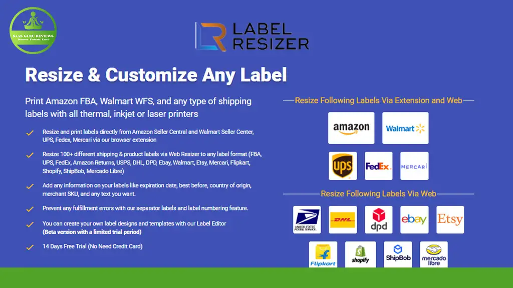 Experience the convenience of our Label Resizer service, perfectly tailored for Amazon FBA. Seamlessly customize your labels for platforms like Walmart, UPS, and FedEx. Explore our features with an exclusive trial to ensure it meets your needs.