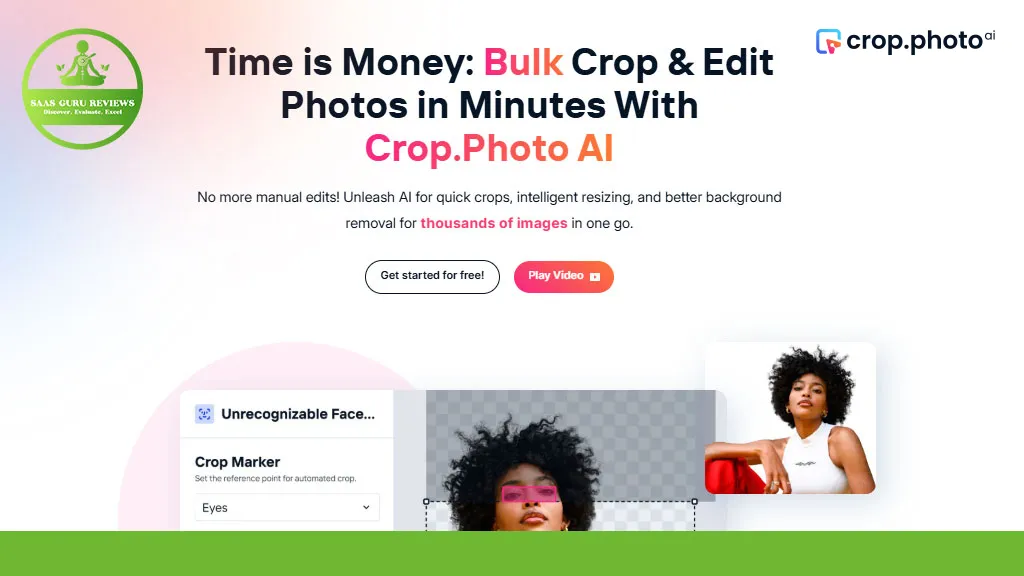 Experience the future of photography workflow with Crop.Photo AI. Watch as a woman expertly demonstrates how our AI-powered tool effortlessly handles editing and background removal, even for bulk image editing. Transform your photos with ease and precision!.