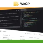 Screenshot of a coding assessment platform interface, where talent can discover their potential. It features a code editing panel on the right and a test invitation list at the bottom, branded with a green logo and WeCP logo at the top.