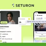 A digital interface displays a student profile, course progress, and notifications—like completed tests and new homework—powered by SETURON’s AI-Powered Adaptive Learning Platform to tailor content to individual educational needs.