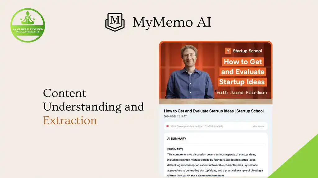 A promotional graphic for MyMemo AI, the innovative memory tool, features logos, a screenshot of an educational video, and the text "Content Understanding and Extraction." Perfect for learners in 2025.