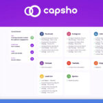 Screenshot of the Capsho NextGen dashboard featuring AI-powered podcast content marketing tools, with options to upload and distribute across channels like Facebook, Instagram, LinkedIn, Podcast, YouTube, Blog, Lead Gen, and Quotes.