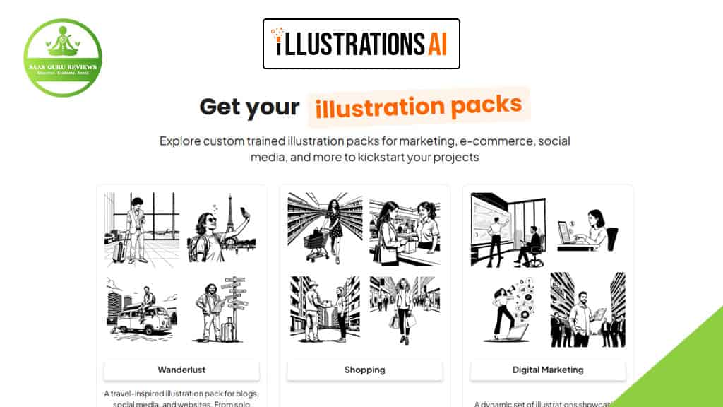 Showcasing AI illustrations for marketing, e-commerce, and social media, our website features four example black-and-white sets designed to spark brand transformation. Discover the creative power of IllustrationsAI today!.